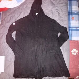 Authentic Original Vintage Style Black Hooded Cardigan